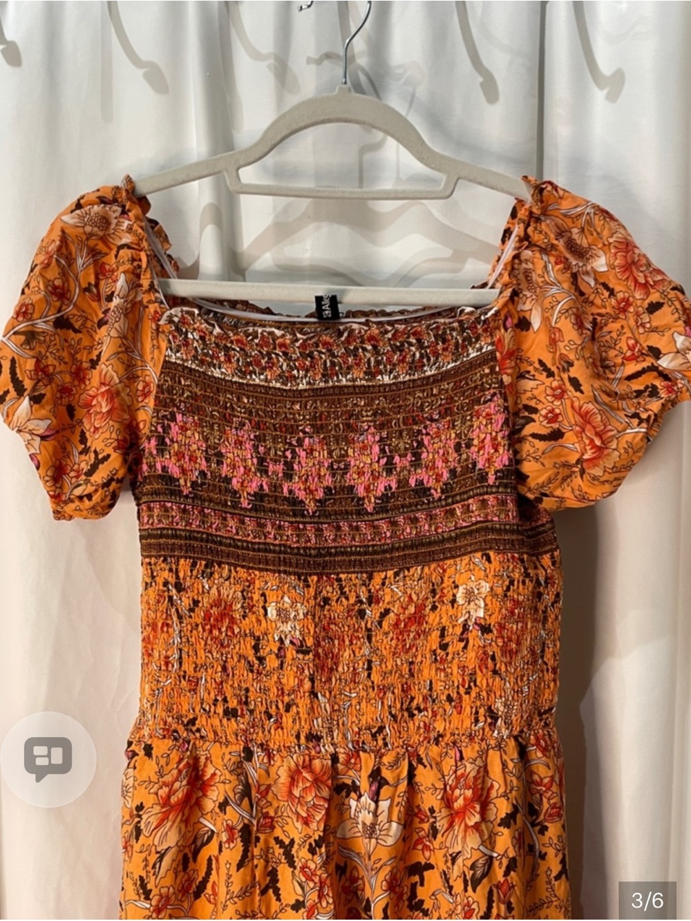 Allegra K Orange Floral Maxi Dress with Pink Accents
